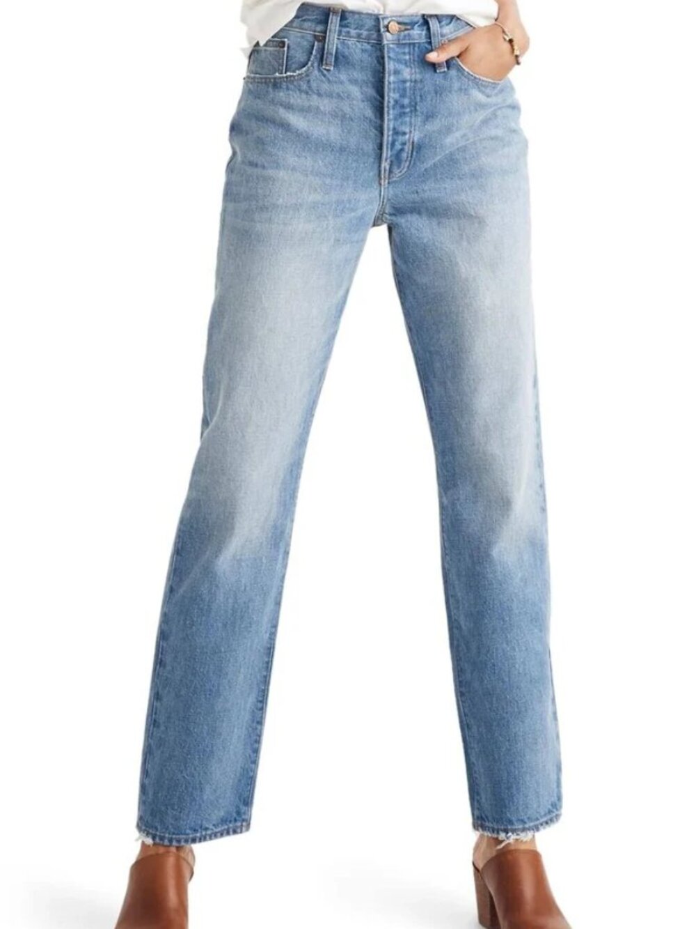 Madewell Washed Light Blue Straight Leg Jeans The Dad Jean